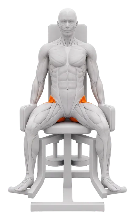 Hip abduction machine: glutes highlighted