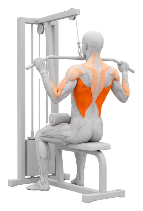 Lat pulldown: latissimus markeret